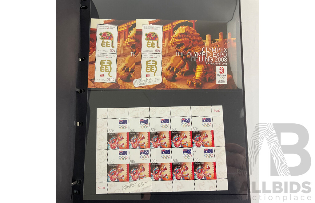 Album of Australian PNCs, Mint Stamp, Blocks Mini Sheets and First Day Covers Including Trans Australian Railway, Royal Christening/Wedding, Sir Douglas Mawson, National Service, Australia Remembers and More