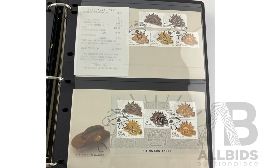 Album of Australian PNCs, Mint Stamp, Blocks Mini Sheets and First Day Covers Including Trans Australian Railway, Royal Christening/Wedding, Sir Douglas Mawson, National Service, Australia Remembers and More