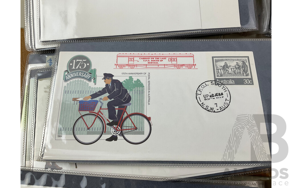 Three Albums of Australian First Day Covers and Prepaid Envelopes Including Years 1984, 1985, 1986