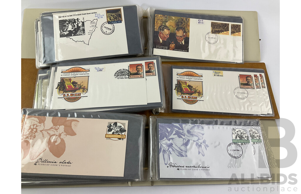 Three Albums of Australian First Day Covers and Prepaid Envelopes Including Years 1984, 1985, 1986