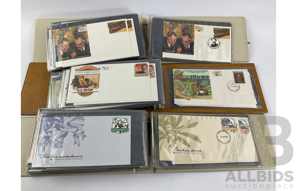 Three Albums of Australian First Day Covers and Prepaid Envelopes Including Years 1984, 1985, 1986
