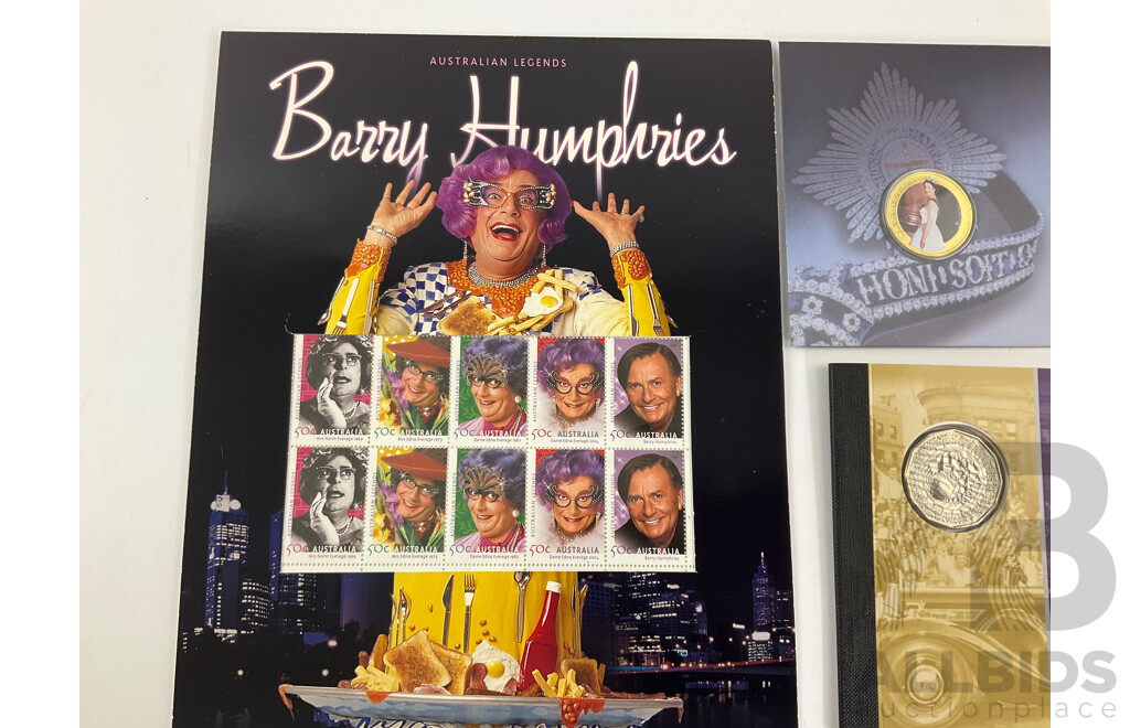 Australian 2006 PNCs, First Day Covers and Mini Sheets Including Barry Humphries and QE2