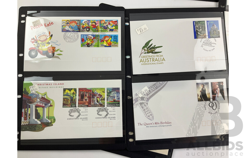 Australian 2006 Stamp Books, Mini Sheets, First Day Covers Including Collingwood Football Club, Australian Rock Posters, Year of the Dog, Wild Flowers, Commonwealth Games, Classic Cars, Cancer Zodiac Booklet, Soccer in Australia