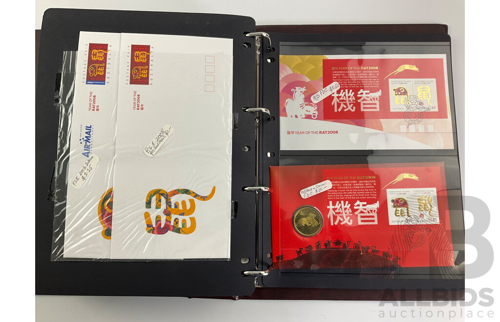 Album of Australian 2008 PNCs and Fist Day Covers Including Mega Fauna, 100 Years of Quarantine, Beijing Olympic Games, Centenary of Rugby League, Remembrance, World Youth Day Sydney, Centenary of Scouting, Year of the Rat