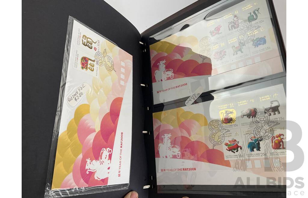 Album of Australian 2008 PNCs and Fist Day Covers Including Mega Fauna, 100 Years of Quarantine, Beijing Olympic Games, Centenary of Rugby League, Remembrance, World Youth Day Sydney, Centenary of Scouting, Year of the Rat