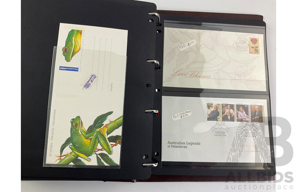 Album of Australian 2008 PNCs and Fist Day Covers Including Mega Fauna, 100 Years of Quarantine, Beijing Olympic Games, Centenary of Rugby League, Remembrance, World Youth Day Sydney, Centenary of Scouting, Year of the Rat