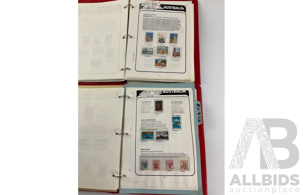 Two Victoria Stamp Traders Albums of Australian Cancelled Stamps Including Predecimal, Mostly Consecutive Examples, Sets Spanning 1966 to 1986