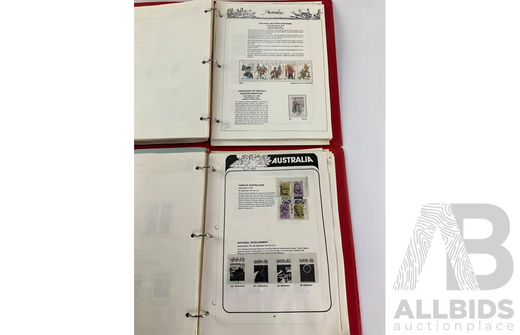 Two Victoria Stamp Traders Albums of Australian Cancelled Stamps Including Predecimal, Mostly Consecutive Examples, Sets Spanning 1966 to 1986