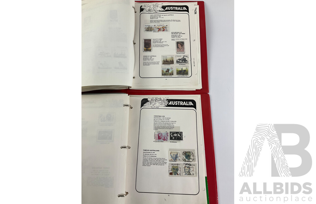 Two Victoria Stamp Traders Albums of Australian Cancelled Stamps Including Predecimal, Mostly Consecutive Examples, Sets Spanning 1966 to 1986