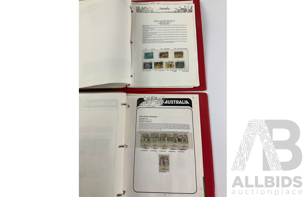 Two Victoria Stamp Traders Albums of Australian Cancelled Stamps Including Predecimal, Mostly Consecutive Examples, Sets Spanning 1966 to 1986