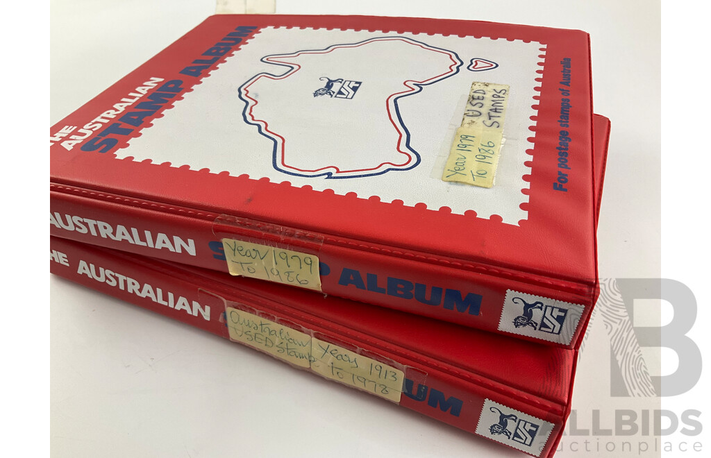 Two Victoria Stamp Traders Albums of Australian Cancelled Stamps Including Predecimal, Mostly Consecutive Examples, Sets Spanning 1966 to 1986