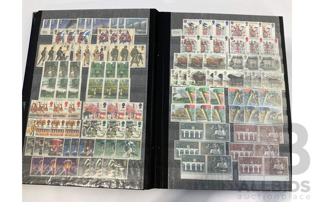 Album of United Kingdom Mint Stamps, Blocks, Strips and Mini Sheets, Examples Spanning 1979 to 1993