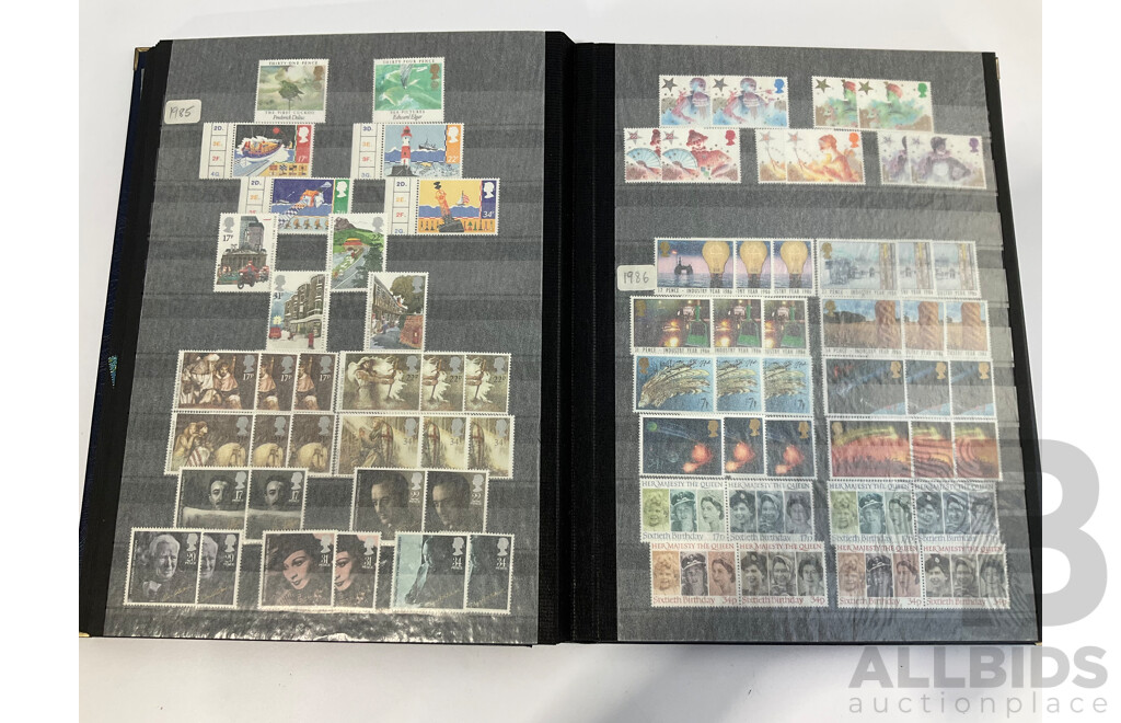 Album of United Kingdom Mint Stamps, Blocks, Strips and Mini Sheets, Examples Spanning 1979 to 1993