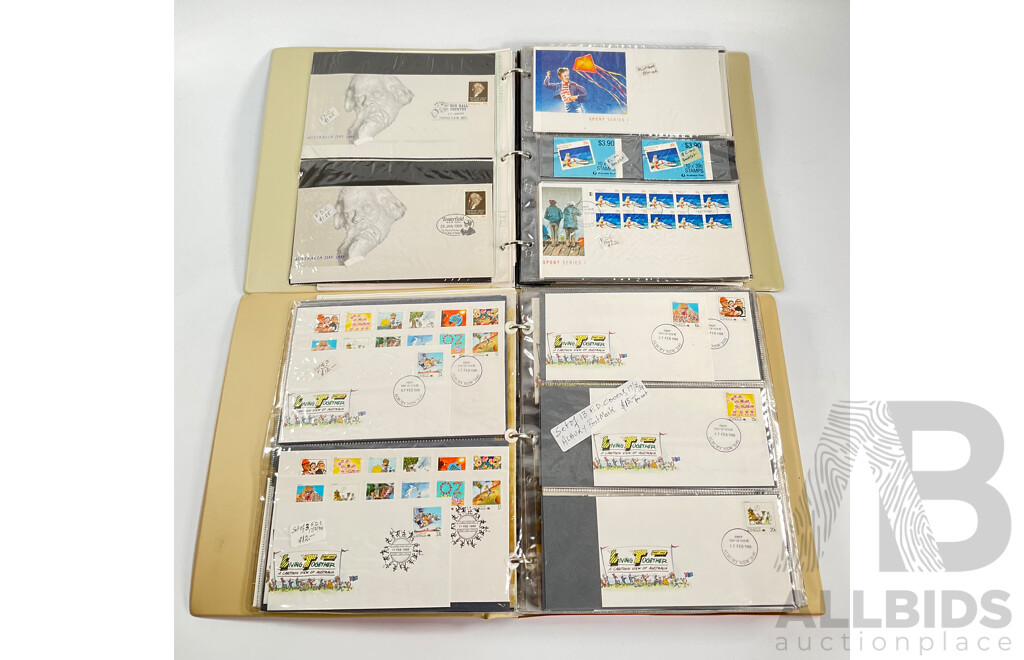 Two Albums of Australian Stamp Booklets, First Day Covers and Stamp Bulletins, Examples Spanning January 1988 to September 1989, Face Value of Stamp Booklets Approximately $105