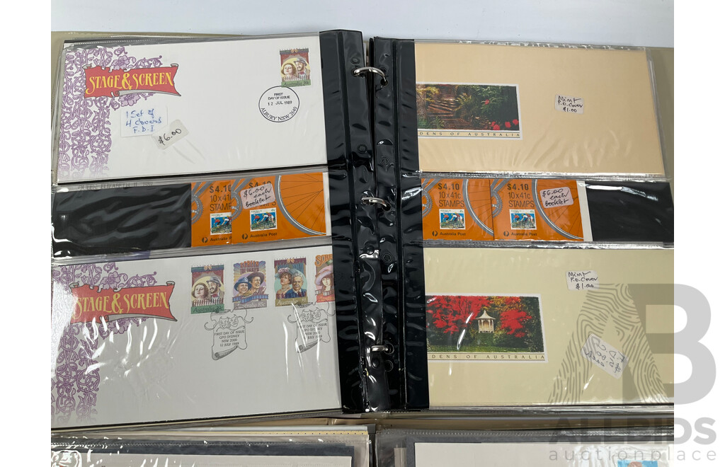 Two Albums of Australian Stamp Booklets, First Day Covers and Stamp Bulletins, Examples Spanning January 1988 to September 1989, Face Value of Stamp Booklets Approximately $105