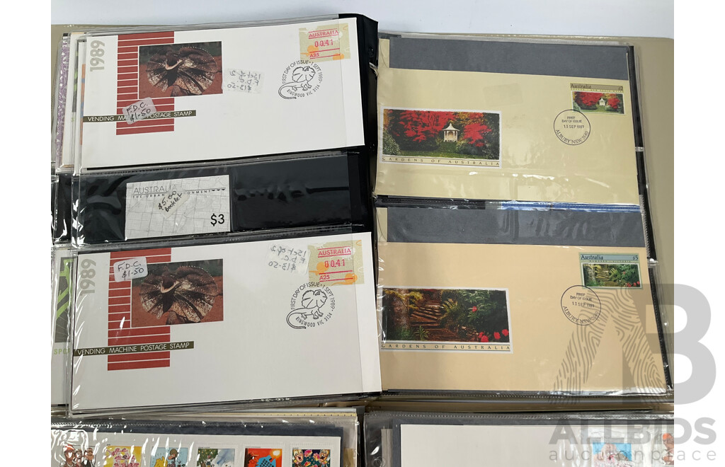 Two Albums of Australian Stamp Booklets, First Day Covers and Stamp Bulletins, Examples Spanning January 1988 to September 1989, Face Value of Stamp Booklets Approximately $105