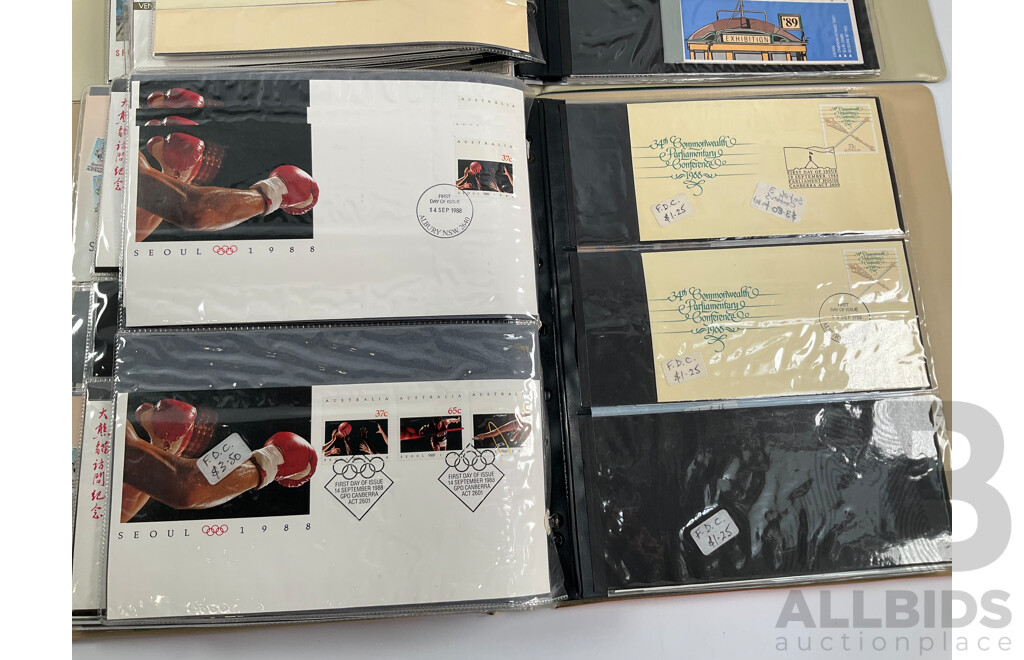 Two Albums of Australian Stamp Booklets, First Day Covers and Stamp Bulletins, Examples Spanning January 1988 to September 1989, Face Value of Stamp Booklets Approximately $105