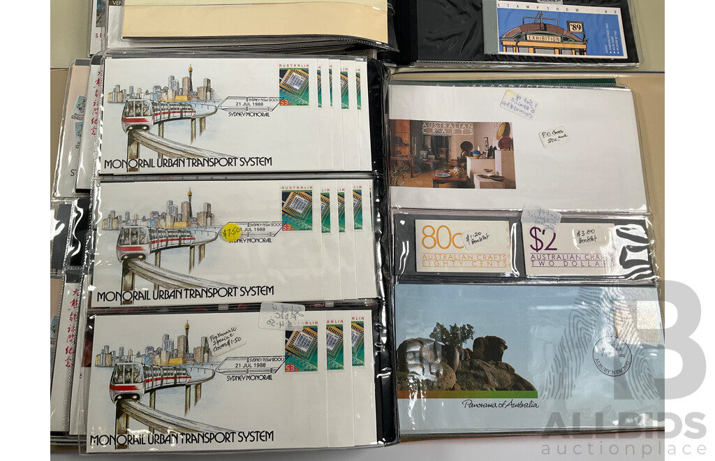 Two Albums of Australian Stamp Booklets, First Day Covers and Stamp Bulletins, Examples Spanning January 1988 to September 1989, Face Value of Stamp Booklets Approximately $105