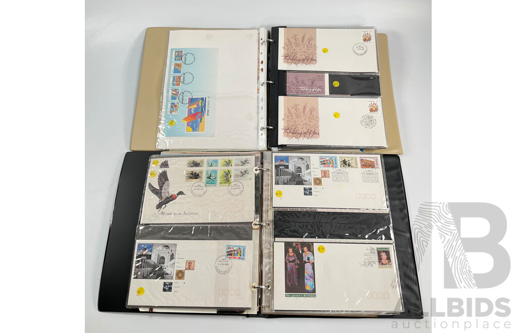 Two Albums of Australian Stamp Booklets, First Day Covers and Stamp Bulletins, Examples Spanning February 1990 to November 1991, Face Value of Stamp Booklets Approximately $37