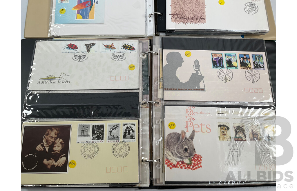 Two Albums of Australian Stamp Booklets, First Day Covers and Stamp Bulletins, Examples Spanning February 1990 to November 1991, Face Value of Stamp Booklets Approximately $37