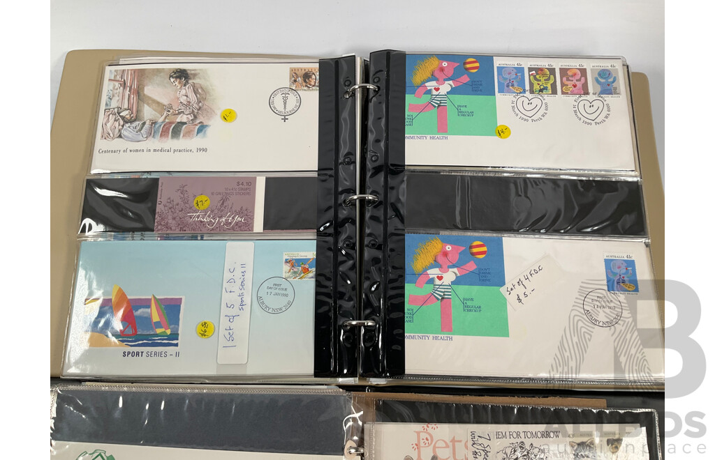 Two Albums of Australian Stamp Booklets, First Day Covers and Stamp Bulletins, Examples Spanning February 1990 to November 1991, Face Value of Stamp Booklets Approximately $37