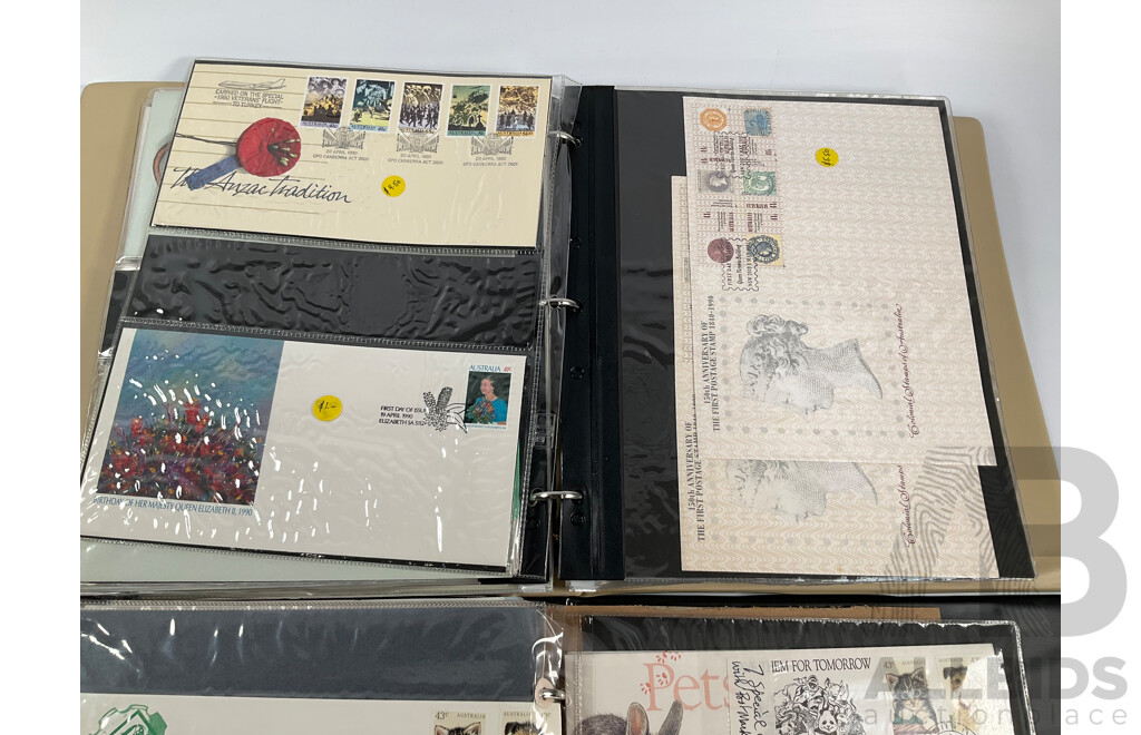 Two Albums of Australian Stamp Booklets, First Day Covers and Stamp Bulletins, Examples Spanning February 1990 to November 1991, Face Value of Stamp Booklets Approximately $37