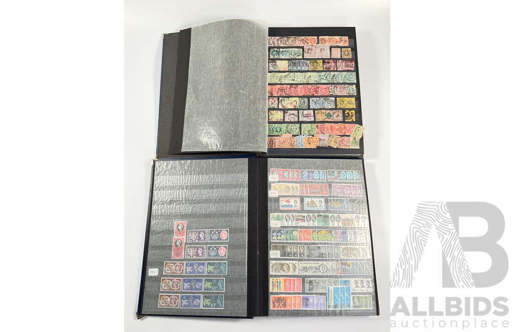 United Kingdom Mint Stamp Album Spanning 1930's to 1970's Including Blocks, Mini Sheets, Sets, Multiples with Album of Cancelled Stamps Spanning 1880's to 1980’s