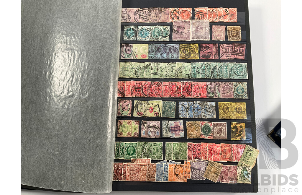 United Kingdom Mint Stamp Album Spanning 1930's to 1970's Including Blocks, Mini Sheets, Sets, Multiples with Album of Cancelled Stamps Spanning 1880's to 1980’s
