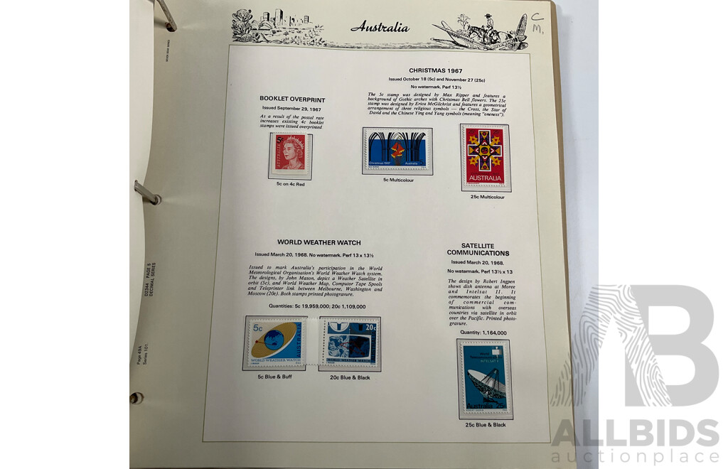 Seven Seas Album of Australian Stamps, Spanning 1966 to 1978, Multiples of Sets of Each Year, Mostly Mint