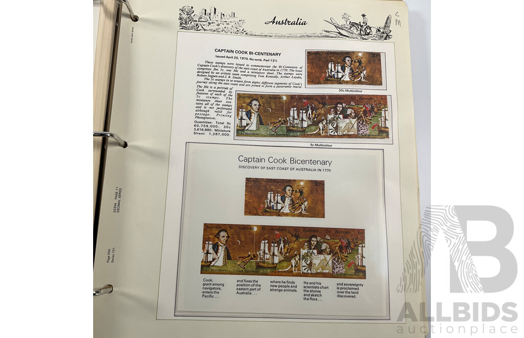 Seven Seas Album of Australian Stamps, Spanning 1966 to 1978, Multiples of Sets of Each Year, Mostly Mint