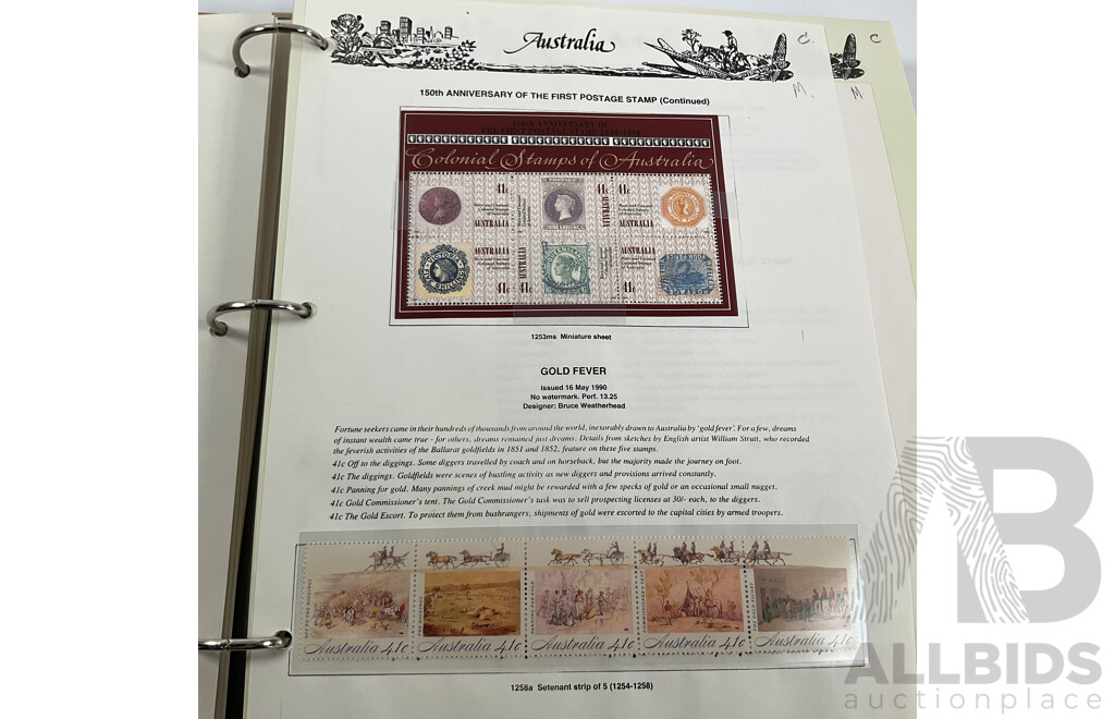 Seven Seas Album of Australian Stamps, Spanning 1984 to 1990, Multiple Sets of Each Year, Mostly Mint, Including Mint Twenty Dollar John Glover Painting