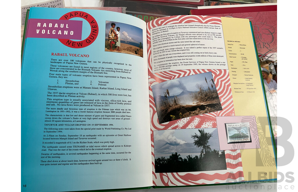 Collection of Australian Post Stamp Books Including Women of Oz, Forty Royal Years, Coming South, Zoos of Australia, Discoveries Medical Science in Australia with Papua New Guinea 1995 Stamp Album