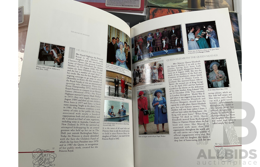 Collection of Australian Post Stamp Books Including Women of Oz, Forty Royal Years, Coming South, Zoos of Australia, Discoveries Medical Science in Australia with Papua New Guinea 1995 Stamp Album