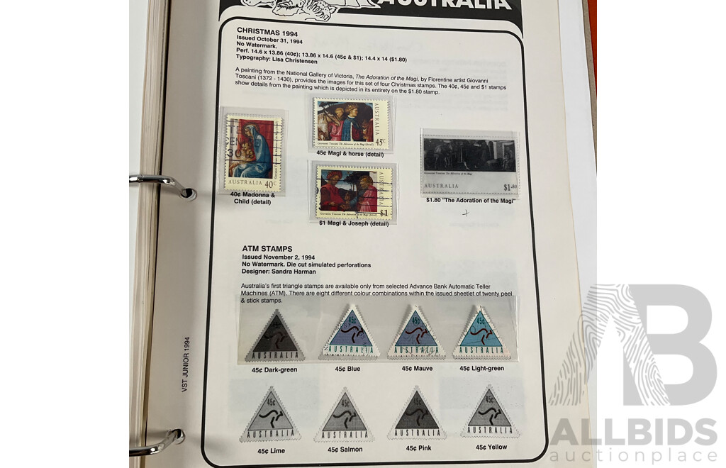 VST Album of Australian 1994 to 1996 Mint and Cancelled Stamps