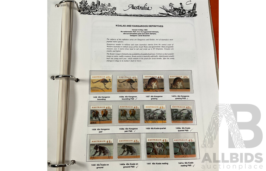 VST Album of Australian 1994 to 1996 Mint and Cancelled Stamps