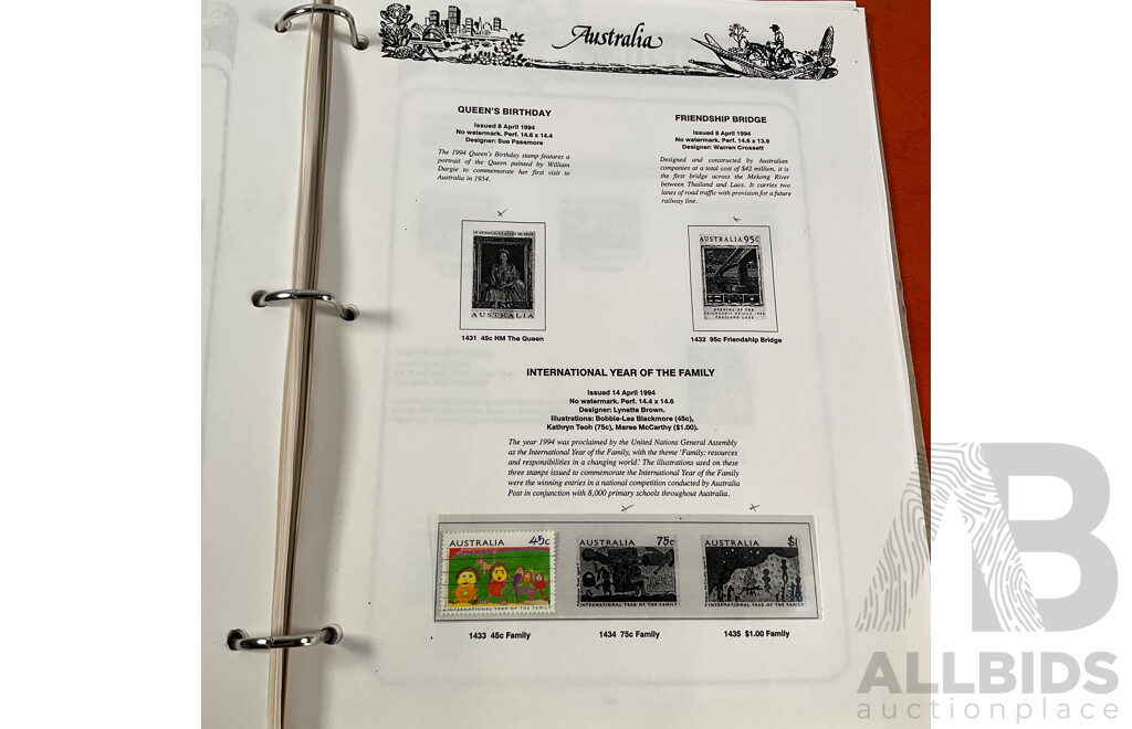 VST Album of Australian 1994 to 1996 Mint and Cancelled Stamps