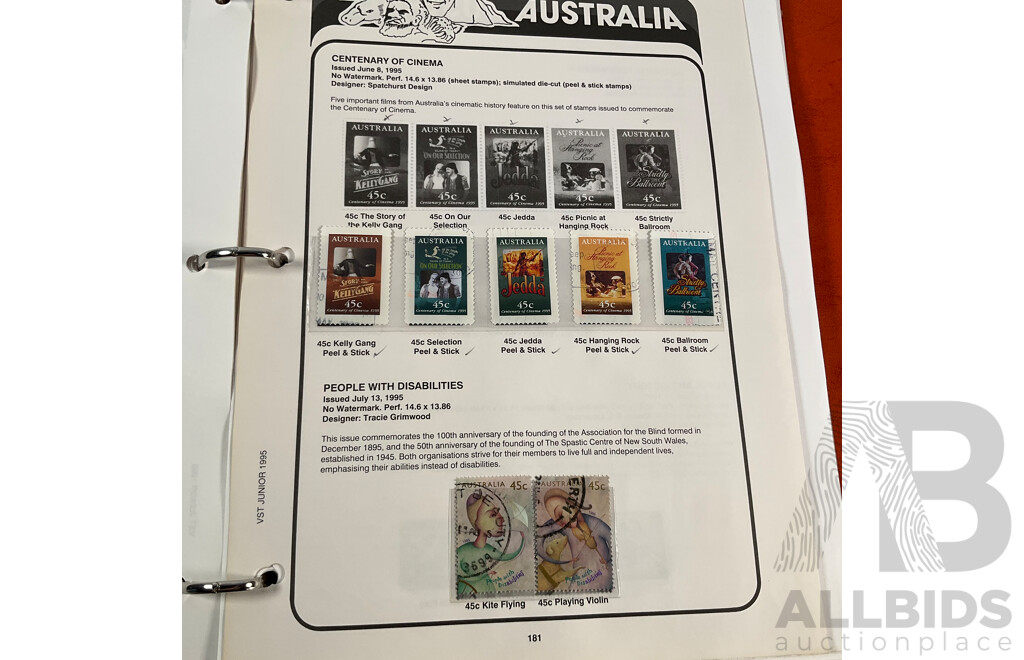 VST Album of Australian 1994 to 1996 Mint and Cancelled Stamps