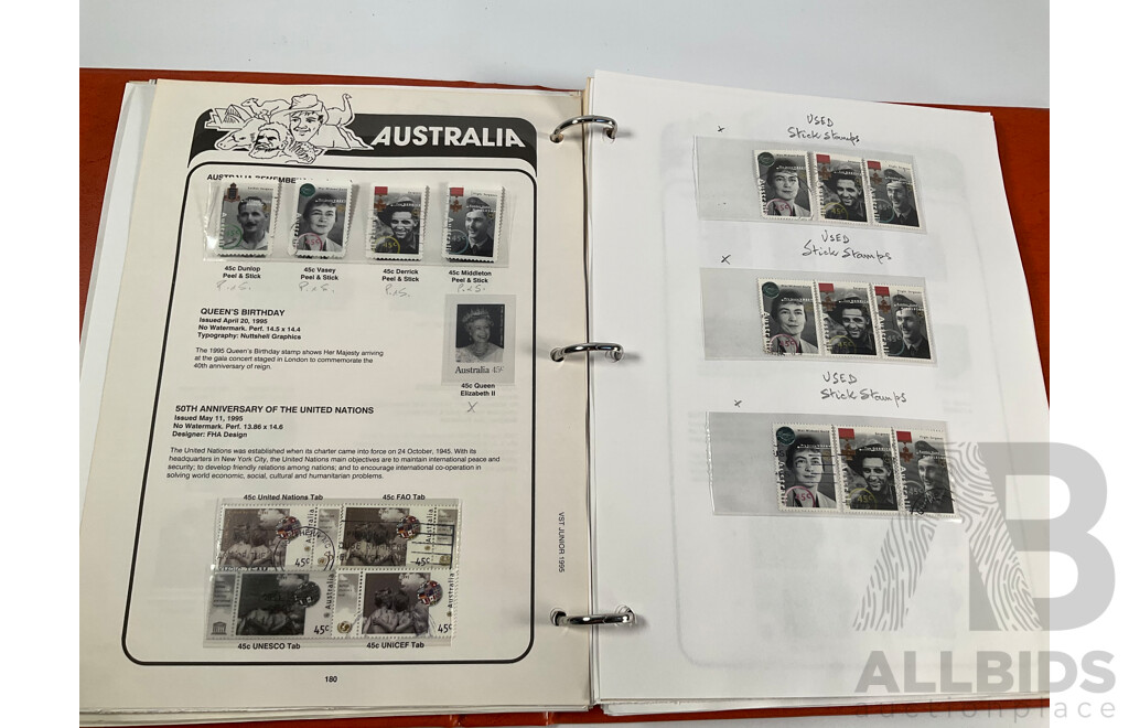 VST Album of Australian 1994 to 1996 Mint and Cancelled Stamps