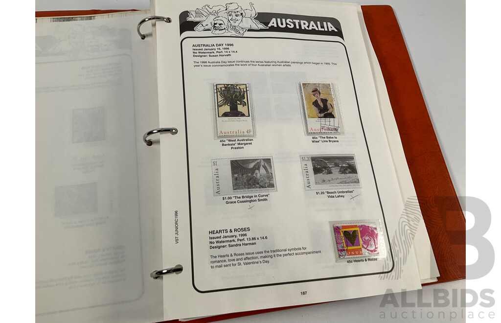 VST Album of Australian 1994 to 1996 Mint and Cancelled Stamps