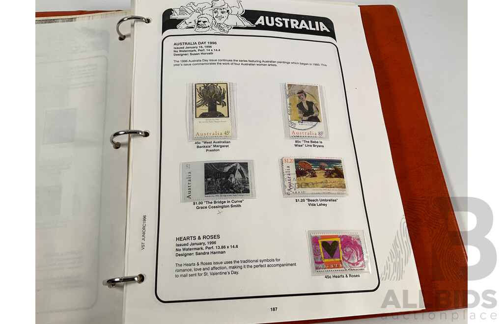 VST Album of Australian 1994 to 1996 Mint and Cancelled Stamps