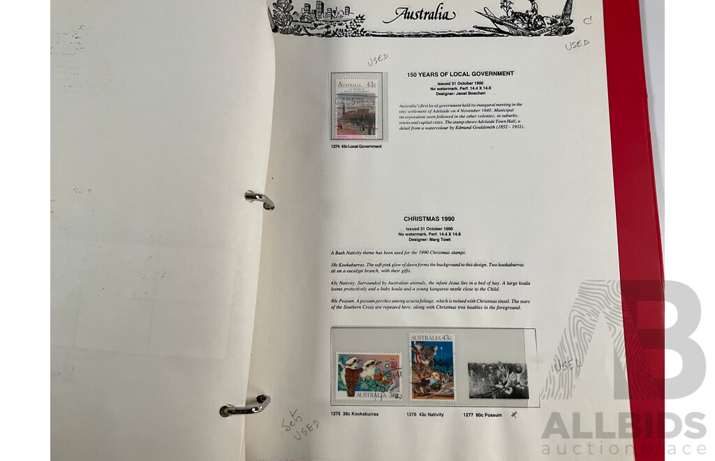 VST Album of Australian 1990 to 1993 Cancelled Stamps
