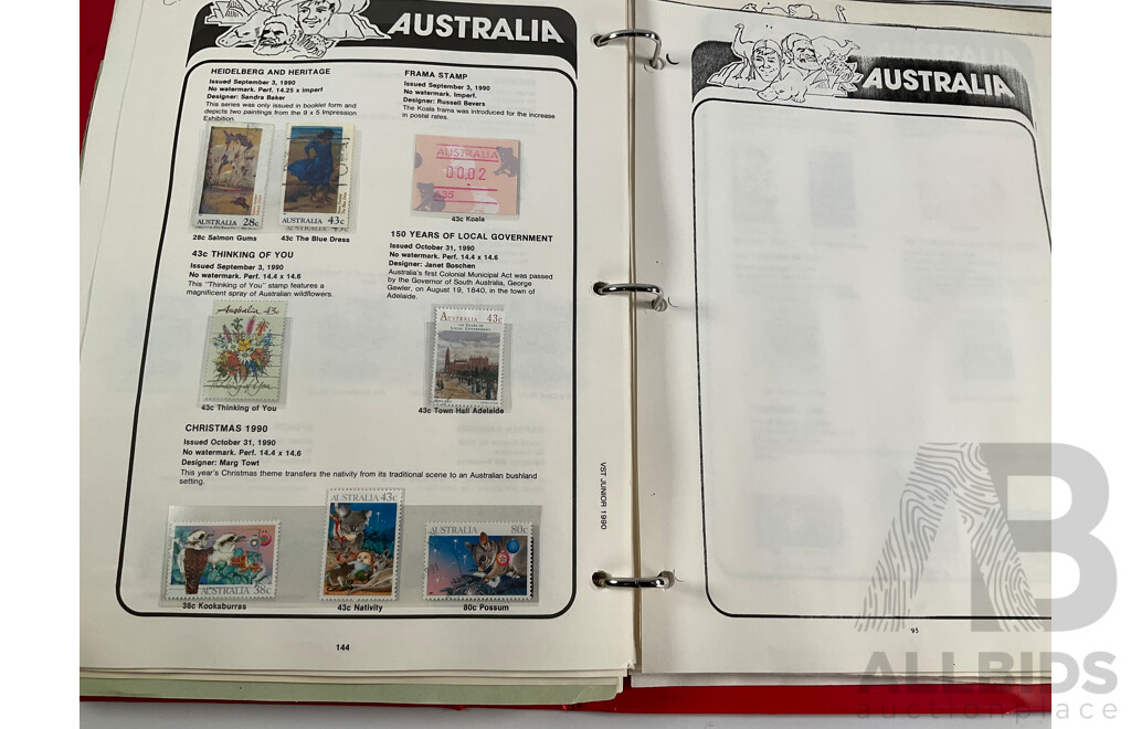 VST Album of Australian 1990 to 1993 Cancelled Stamps