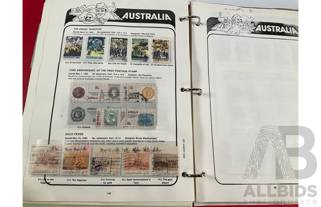 VST Album of Australian 1990 to 1993 Cancelled Stamps
