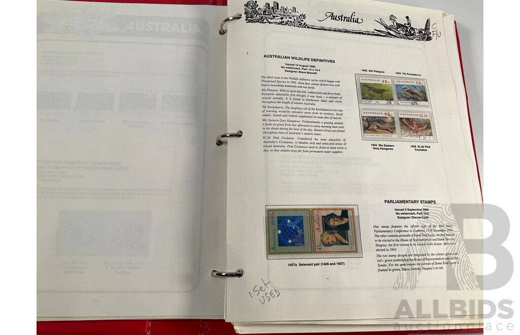 VST Album of Australian 1990 to 1993 Cancelled Stamps