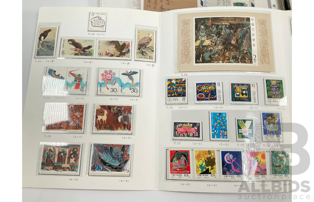 Chinese Mint Stamps Including 1987 Annual Album, Macau 1993 Mint Stamp Album, Mini Sheets Stamps Packs, and First Day Covers