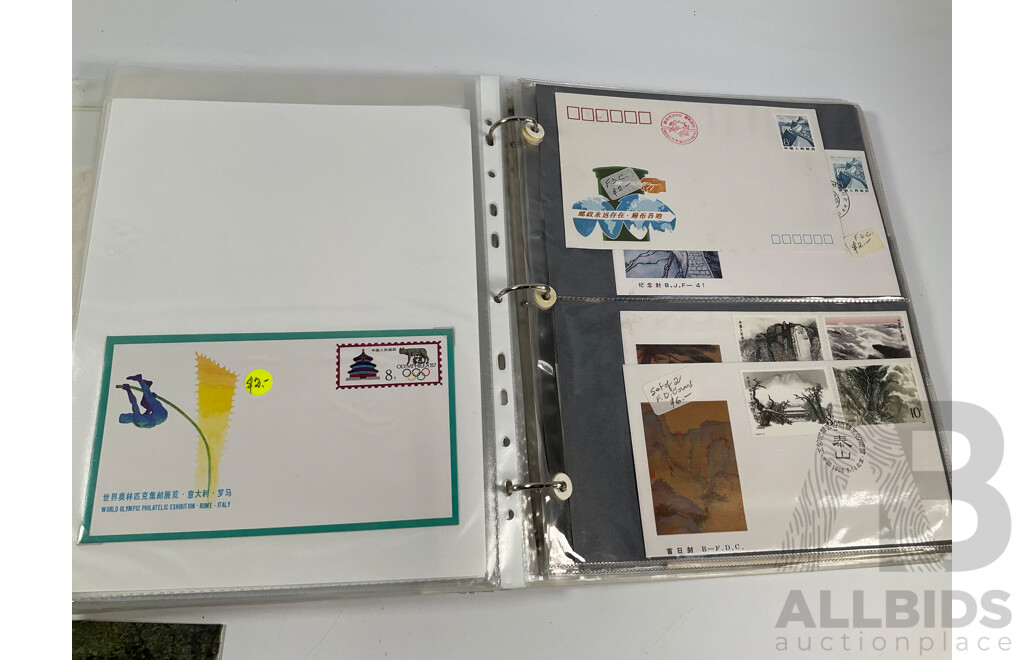 Chinese Mint Stamps Including 1987 Annual Album, Macau 1993 Mint Stamp Album, Mini Sheets Stamps Packs, and First Day Covers