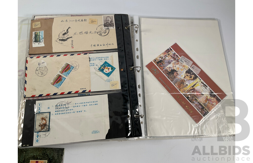 Chinese Mint Stamps Including 1987 Annual Album, Macau 1993 Mint Stamp Album, Mini Sheets Stamps Packs, and First Day Covers
