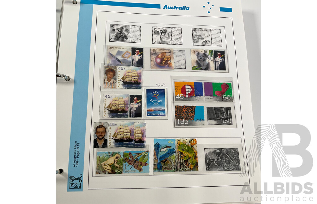 Australian VST and Seven Seas Album of Mint and Cancelled Stamps and Mini Sheets, Spanning 1996 to 2000