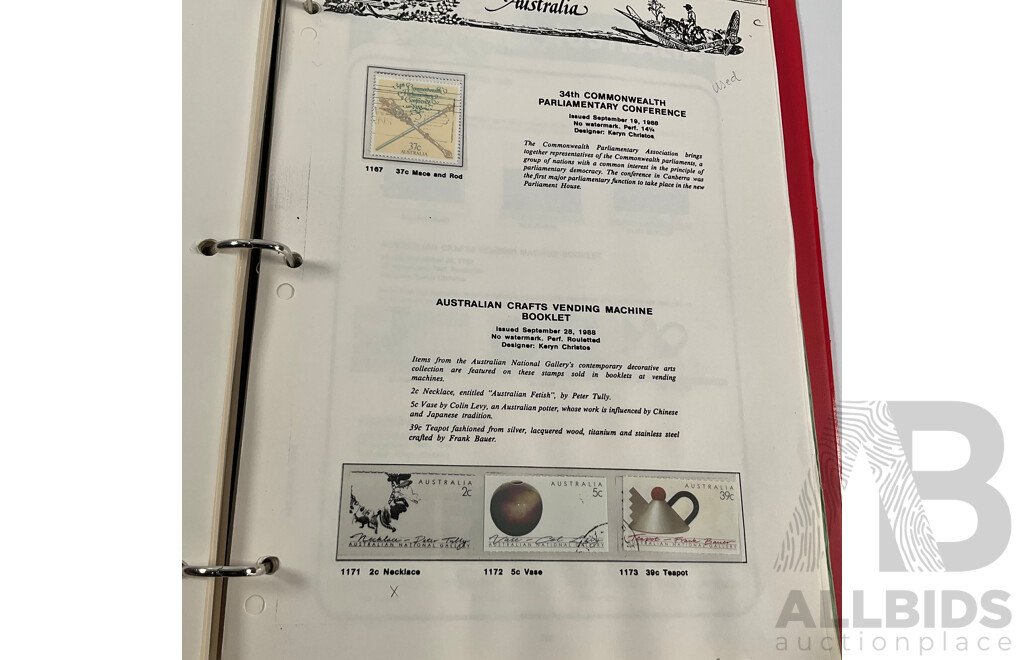Australian VST Album of Cancelled Stamps Spanning 1987 to 1989