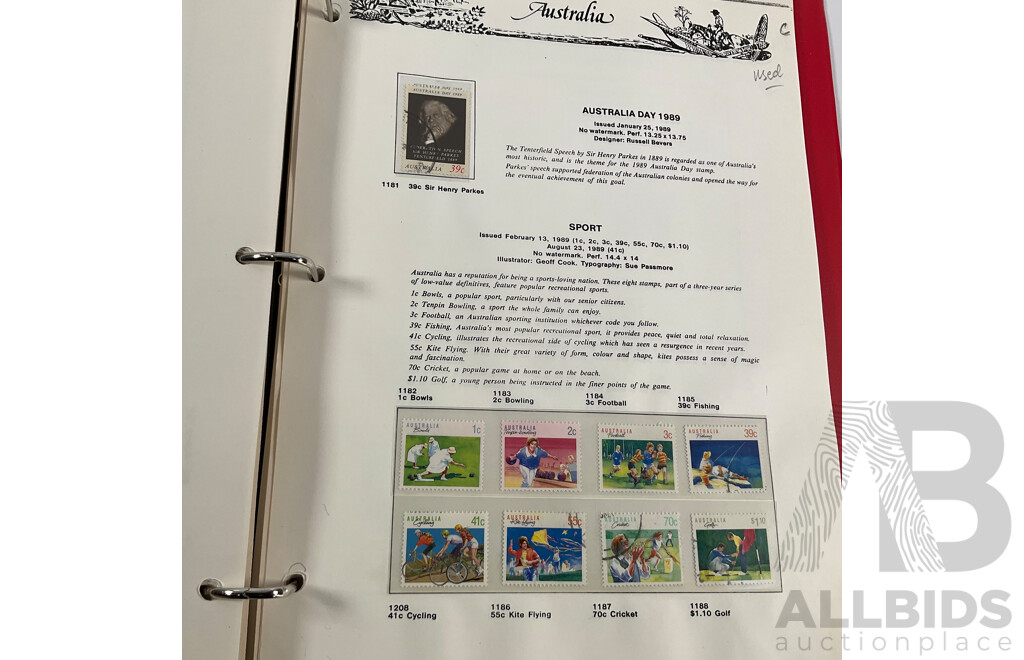 Australian VST Album of Cancelled Stamps Spanning 1987 to 1989